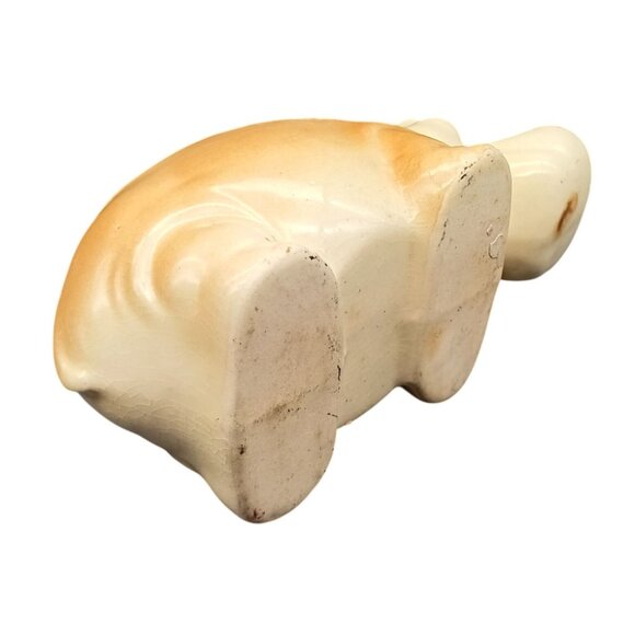 Vintage Ceramic Hippo Planter Figurine Tan & Cream Glaze - Picture 5 of 5